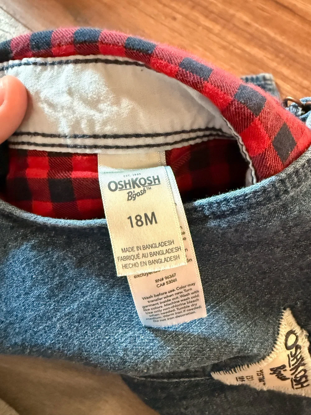 Vintage OshKosh B’gosh Overalls Set 18M Buffalo Plaid 80s 90s